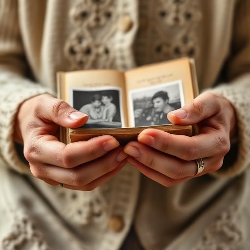 Manos sosteniendo un álbum de fotografías antiguo